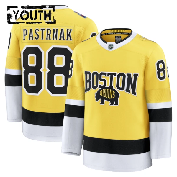 Fanatics Boston Bruins David Pastrnak 25/26 Premium Stadium Series Trikot - Kinder (Gold)