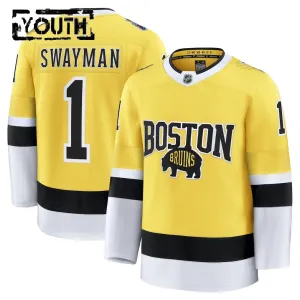 Fanatics Boston Bruins Jeremy Swayman 25/26 Premium Stadium Series Trikot - Kinder (Gold)