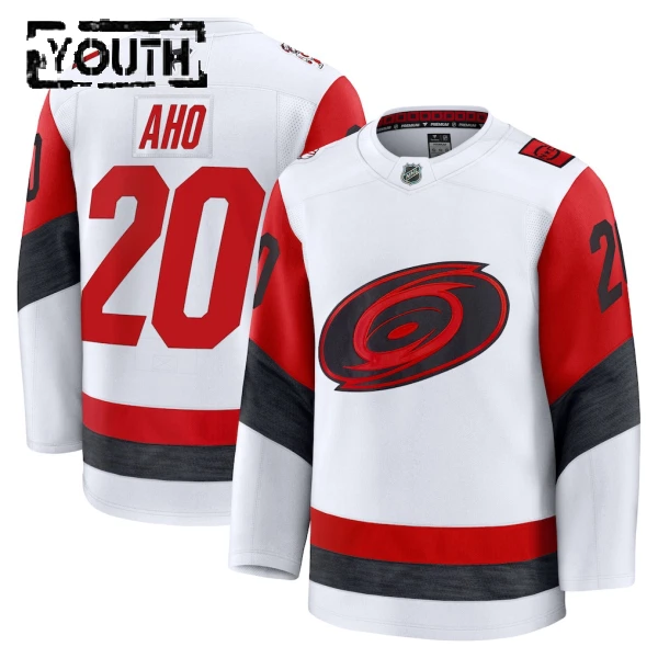 Fanatics Carolina Hurricanes Sebastian Aho 25/26 Away Premium Trikot - Kinder (Weiss)