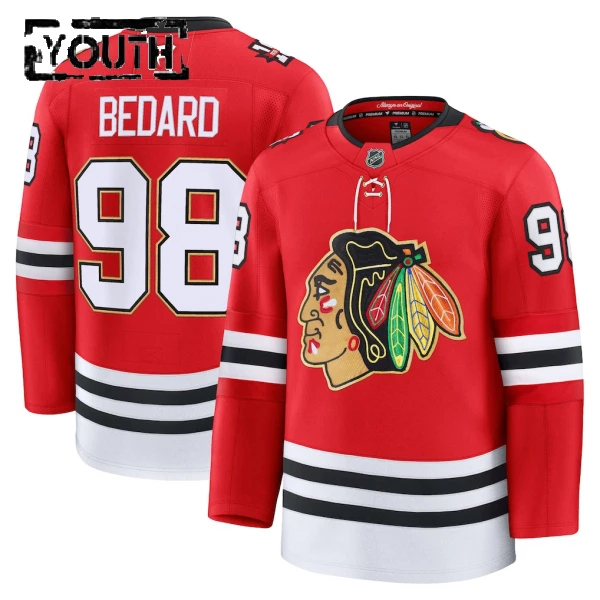 Fanatics Chicago Blackhawks Centennial Connor Bedard 25/26 Premium Trikot - Kinder (Rot)