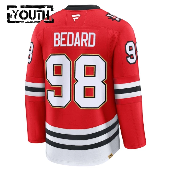Fanatics Chicago Blackhawks Centennial Connor Bedard 25/26 Premium Trikot - Kinder (Rot)
