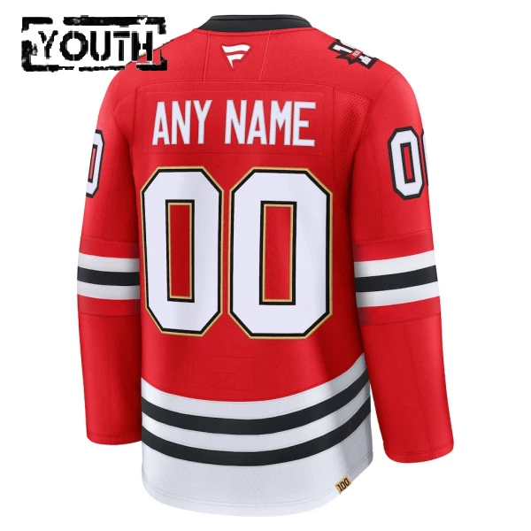 Fanatics Chicago Blackhawks Centennial Personalisiert 25/26 Premium Trikot - Kinder (Rot)