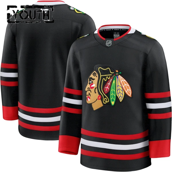 Fanatics Chicago Blackhawks Personalisiert 25/26 Alternate Premium Trikot - Kinder (Schwarz)