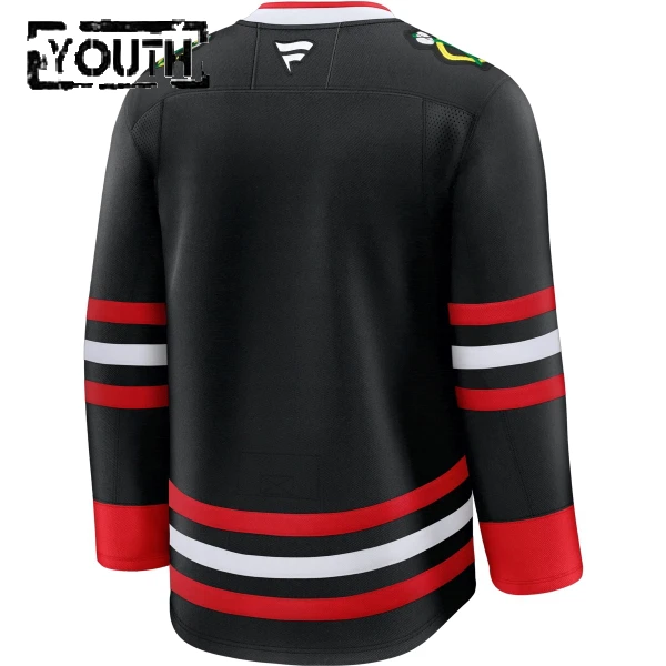 Fanatics Chicago Blackhawks Personalisiert 25/26 Alternate Premium Trikot - Kinder (Schwarz)