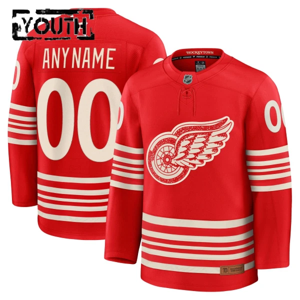 Fanatics Detroit Red Wings Centennial Personalisiert 25/26 Premium Trikot - Kinder (Rot)
