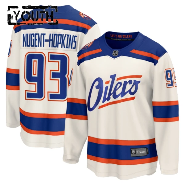 Fanatics Edmonton Oilers Ryan Nugent-Hopkins 25/26 Alternate Premium Trikot - Kinder (Weiss)