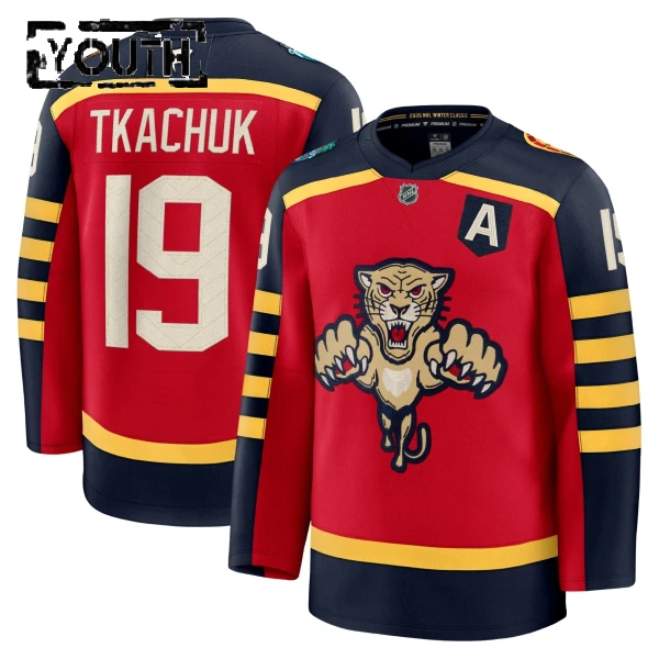 Fanatics Florida Panthers Matthew Tkachuk 25/26 Premium Winter Classic Trikot - Kinder (Rot)
