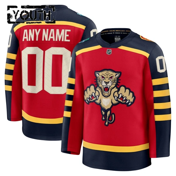 Fanatics Florida Panthers Personalisiert 25/26 Premium Winter Classic Trikot - Kinder (Rot)