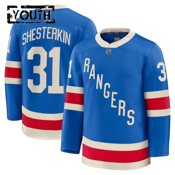 Fanatics New York Rangers Centennial Igor Shesterkin 25/26 Premium Trikot - Kinder (Blau)