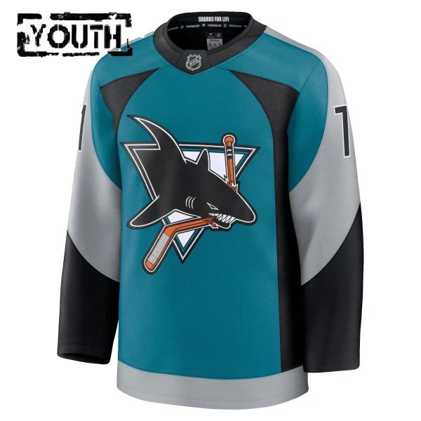 Fanatics San Jose Sharks Macklin Celebrini 25/26 Alternate Premium Trikot - Kinder (Teal)