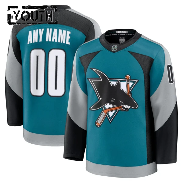 Fanatics San Jose Sharks Personalisiert 25/26 Alternate Premium Trikot - Kinder (Teal)