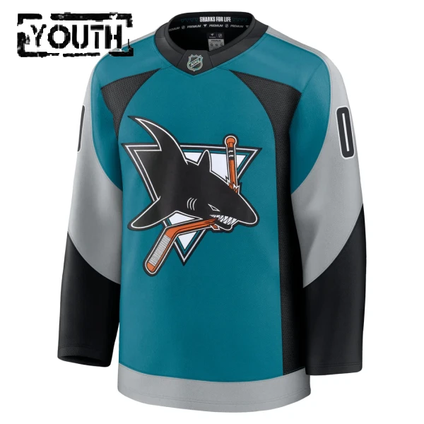 Fanatics San Jose Sharks Personalisiert 25/26 Alternate Premium Trikot - Kinder (Teal)