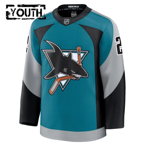Fanatics San Jose Sharks Will Smith 25/26 Alternate Premium Trikot - Kinder (Teal)
