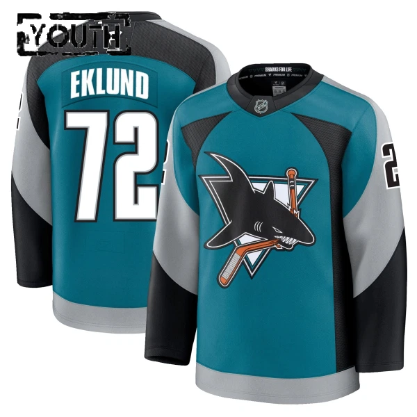 Fanatics San Jose Sharks William Eklund 25/26 Alternate Premium Trikot - Kinder (Teal)