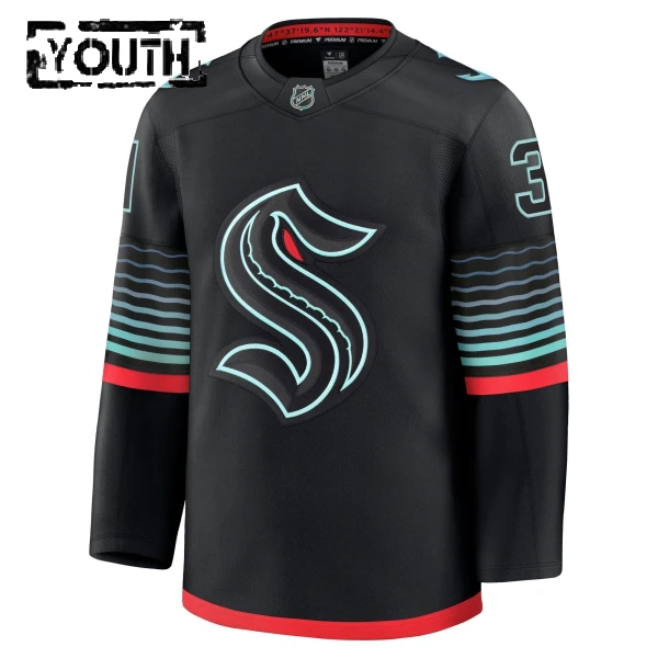 Fanatics Seattle Kraken Philipp Grubauer 25/26 Alternate Premium Trikot - Kinder (Schwarz)
