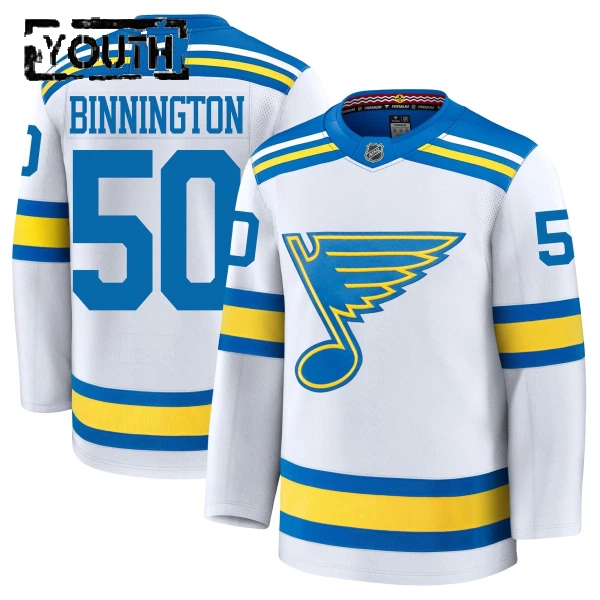 Fanatics St. Louis Blues Jordan Binnington 25/26 Away Premium Trikot - Kinder (Weiss)