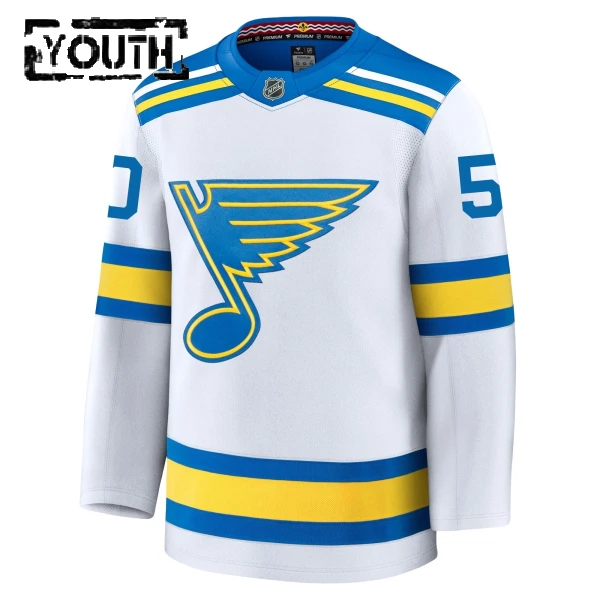 Fanatics St. Louis Blues Jordan Binnington 25/26 Away Premium Trikot - Kinder (Weiss)