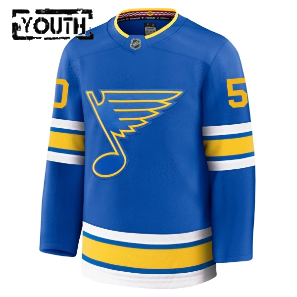 Fanatics St. Louis Blues Jordan Binnington 25/26 Home Premium Trikot - Kinder (Blau)