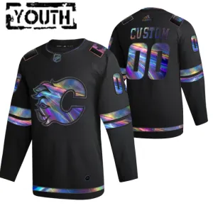 Calgary Flames Personalisiert Iridescent Holographic Authentic Trikot - Kinder (Schwarz) Calgary Flames Personalisiert Iridescent Holographic Authentic Trikot - Kinder (Schwarz)
