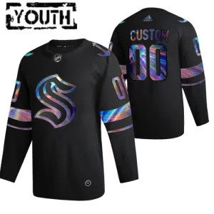 Seattle Kraken Personalisiert Iridescent Holographic Authentic Trikot - Kinder (Schwarz) Seattle Kraken Personalisiert Iridescent Holographic Authentic Trikot - Kinder (Schwarz)