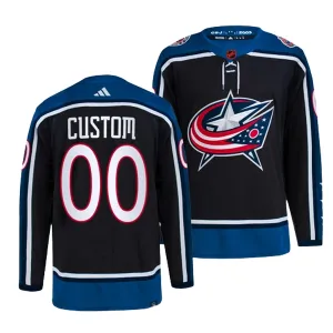 Adidas Columbus Blue Jackets Personalisiert 22/23 Reverse Retro 2.0 Authentic Trikot - Herren (Schwarz)