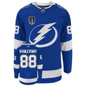 Adidas Tampa Bay Lightning Andrei Vasilevskiy 88 Stanley Cup 2022 Authentic Trikot - Herren (Blau)