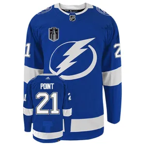 Adidas Tampa Bay Lightning Brayden Point 21 Stanley Cup 2022 Authentic Trikot - Herren (Blau)