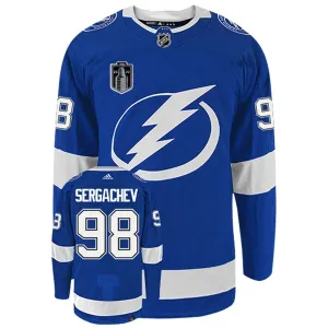 Adidas Tampa Bay Lightning Mikhail Sergachev 98 Stanley Cup 2022 Authentic Trikot - Herren (Blau)