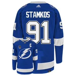 Adidas Tampa Bay Lightning Steven Stamkos 91 Stanley Cup 2022 Authentic Trikot - Herren (Blau)