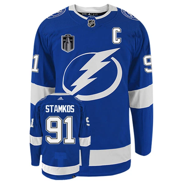 Adidas Tampa Bay Lightning Steven Stamkos 91 Stanley Cup 2022 Authentic Trikot - Herren (Blau)