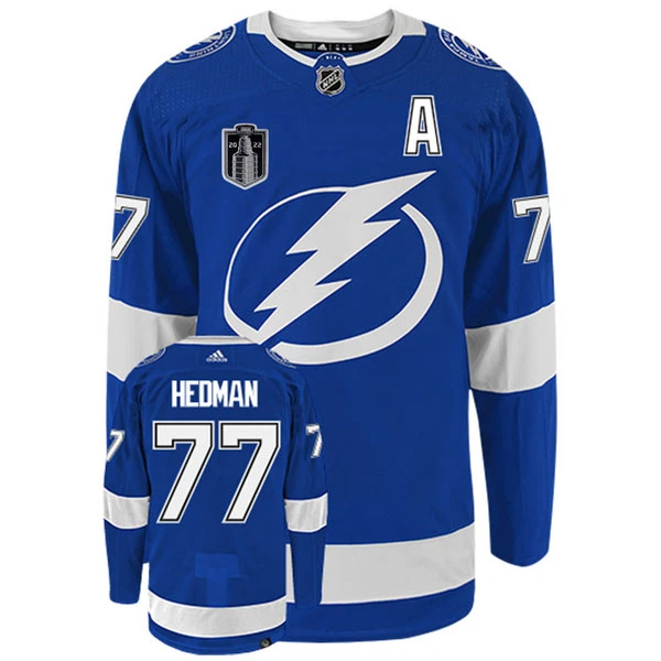 Adidas Tampa Bay Lightning Victor Hedman 77 Stanley Cup 2022 Authentic Trikot - Herren (Blau)