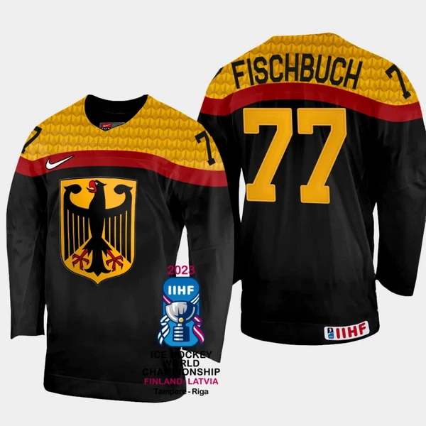 Deutschland Daniel Fischbuch 77 IIHF World Championship 2023 Trikot - Herren (Schwarz) Deutschland Daniel Fischbuch 77 IIHF World Championship 2023 Trikot - Herren (Schwarz)