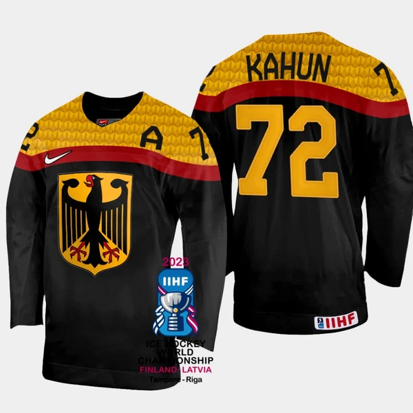 Deutschland Dominik Kahun 72 IIHF World Championship 2023 Trikot - Herren (Schwarz) Deutschland Dominik Kahun 72 IIHF World Championship 2023 Trikot - Herren (Schwarz)