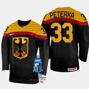 Deutschland JJ Peterka 33 IIHF World Championship 2023 Trikot - Herren (Schwarz)