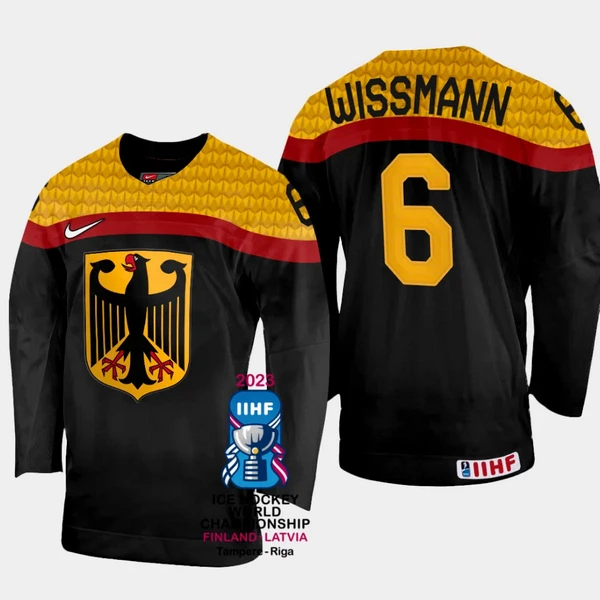 Deutschland Kai Wissmann 6 IIHF World Championship 2023 Trikot - Herren (Schwarz) Deutschland Kai Wissmann 6 IIHF World Championship 2023 Trikot - Herren (Schwarz)