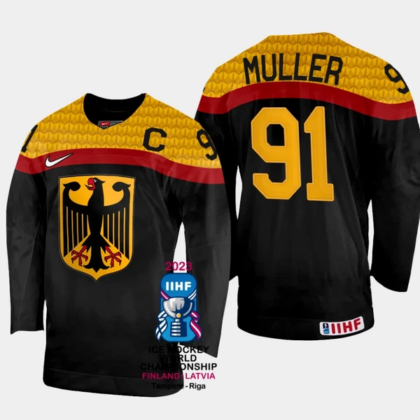 Deutschland Moritz Muller 91 IIHF World Championship 2023 Trikot - Herren (Schwarz) Deutschland Moritz Muller 91 IIHF World Championship 2023 Trikot - Herren (Schwarz)