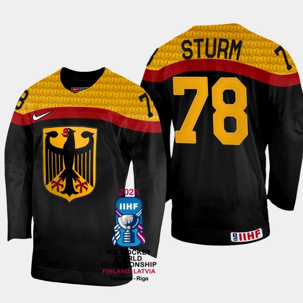 Deutschland Nico Sturm 78 IIHF World Championship 2023 Trikot - Herren (Schwarz) Deutschland Nico Sturm 78 IIHF World Championship 2023 Trikot - Herren (Schwarz)