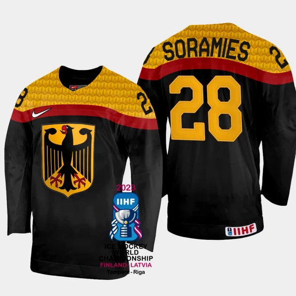 Deutschland Samuel Soramies 28 IIHF World Championship 2023 Trikot - Herren (Schwarz) Deutschland Samuel Soramies 28 IIHF World Championship 2023 Trikot - Herren (Schwarz)