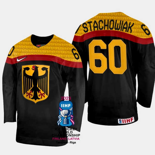 Deutschland Wojciech Stachowiak 60 IIHF World Championship 2023 Trikot - Herren (Schwarz) Deutschland Wojciech Stachowiak 60 IIHF World Championship 2023 Trikot - Herren (Schwarz)