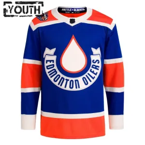 Adidas Edmonton Oilers Personalisiert 23/24 Heritage Classic Authentic Trikot - Kinder (Blau)