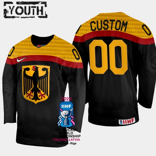 Deutschland Personalisiert IIHF World Championship 2023 Trikot - Kinder (Schwarz) Deutschland Personalisiert IIHF World Championship 2023 Trikot - Kinder (Schwarz)