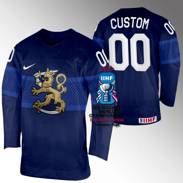 Finnland Personalisiert IIHF World Championship 2023 Trikot - Herren (Navy) Finnland Personalisiert IIHF World Championship 2023 Trikot - Herren (Navy)