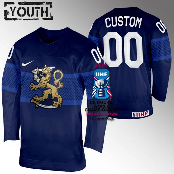 Finnland Personalisiert IIHF World Championship 2023 Trikot - Kinder (Navy) Finnland Personalisiert IIHF World Championship 2023 Trikot - Kinder (Navy)