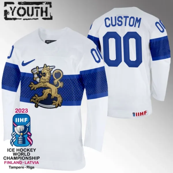 Finnland Personalisiert IIHF World Championship 2023 Trikot - Kinder (Weiss) Finnland Personalisiert IIHF World Championship 2023 Trikot - Kinder (Weiss)