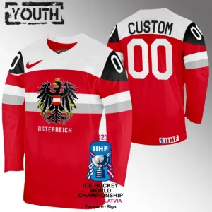 Österreich Personalisiert IIHF World Championship 2023 Trikot - Kinder (Rot) Österreich Personalisiert IIHF World Championship 2023 Trikot - Kinder (Rot)