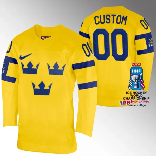 Schweden Personalisiert IIHF World Championship 2023 Trikot - Herren (Gelb) Schweden Personalisiert IIHF World Championship 2023 Trikot - Herren (Gelb)