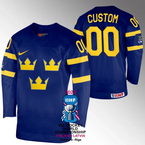 Schweden Personalisiert IIHF World Championship 2023 Trikot - Herren (Navy) Schweden Personalisiert IIHF World Championship 2023 Trikot - Herren (Navy)