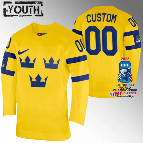 Schweden Personalisiert IIHF World Championship 2023 Trikot - Kinder (Gelb) Schweden Personalisiert IIHF World Championship 2023 Trikot - Kinder (Gelb)