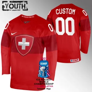 Schweiz Personalisiert IIHF World Championship 2023 Trikot - Kinder (Rot) Schweiz Personalisiert IIHF World Championship 2023 Trikot - Kinder (Rot)