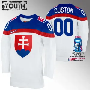 Slowakei Personalisiert IIHF World Championship 2023 Trikot - Kinder (Weiss) Slowakei Personalisiert IIHF World Championship 2023 Trikot - Kinder (Weiss)